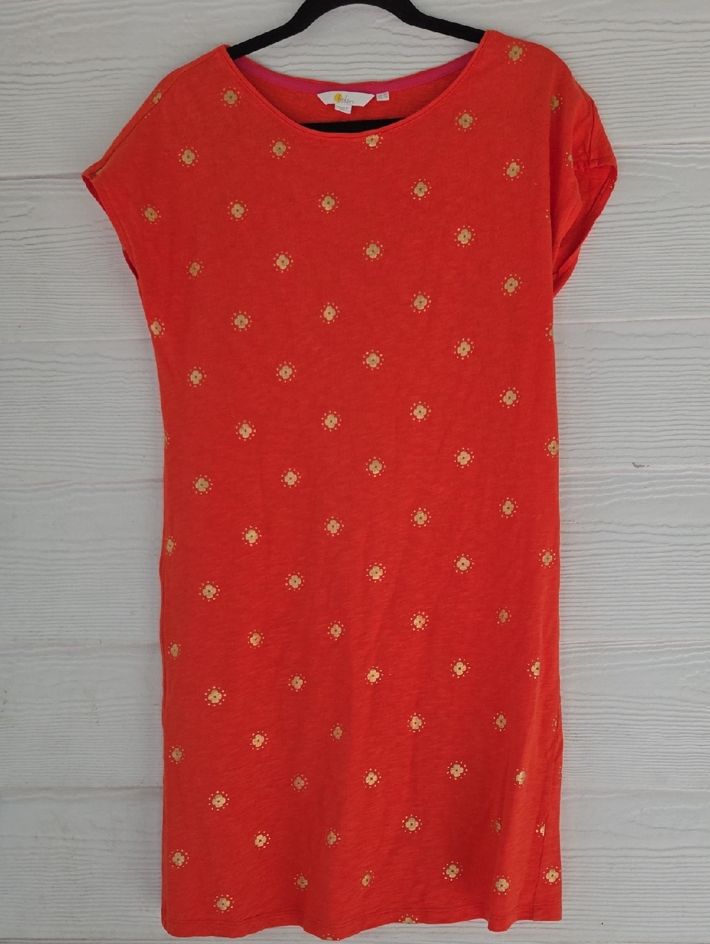 Boden Women’s Orange Shift Dress with Gold Daises